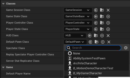 GameMode class settings