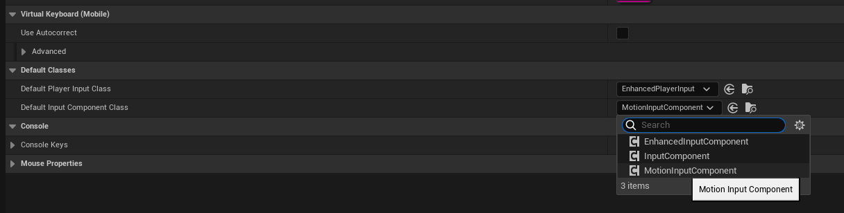 Default input component setting