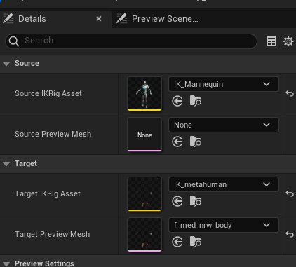 IK Retargeter settings